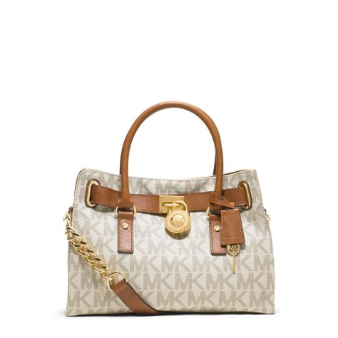 michael kors hamilton medium satchel vanilla|Michael Kors md satchel.